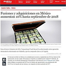 Fusiones y adquisiciones en Mxico aumentan 10% hasta septiembre de 2018